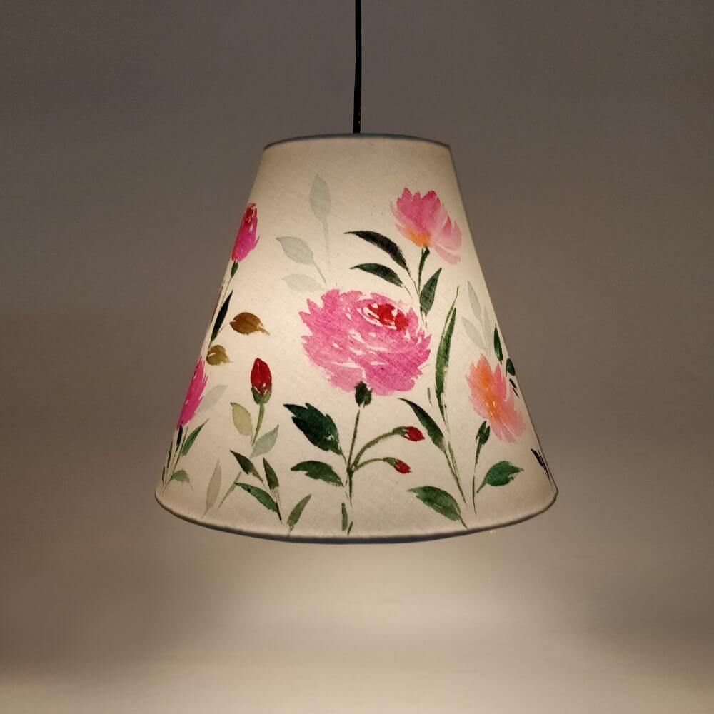 Cone Pendant Lamp - pink florals - rangreli