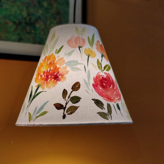 Cone Pendant Lamp - Flowers Red and Yellow - rangreli