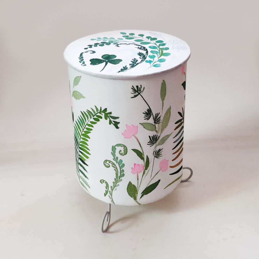 Cylinder Table Lamp - Ferns Lamp shade with Lid - Rangreli