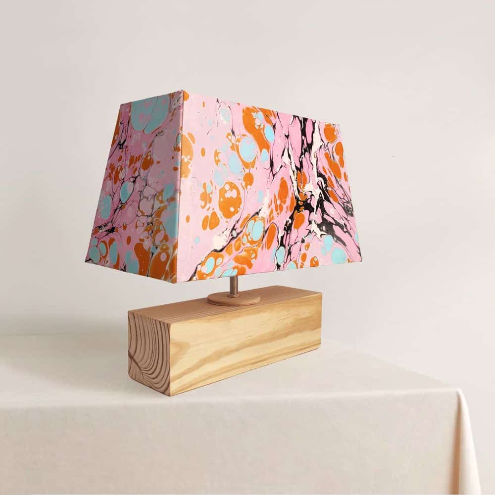 Modern Table Lamp - Marbling | Pink and Orange - rangreli