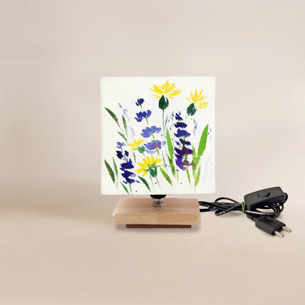 Square Table Lamp - Wild flower Lamp Shade - Rangreli