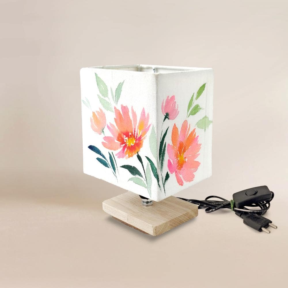 Square Table Lamp - Floral Lamp Shade - Rangreli