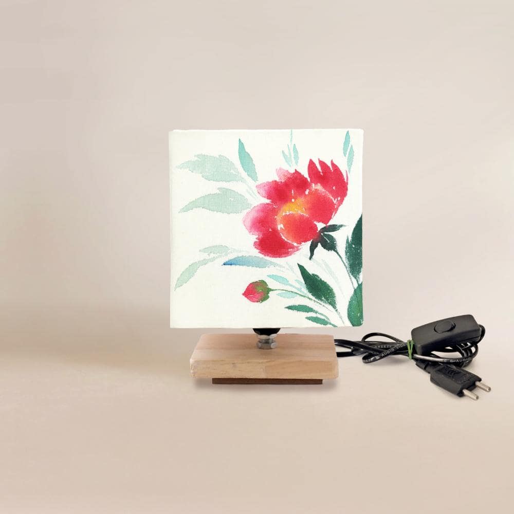 Square Table Lamp - Floral Lamp Shade - Rangreli