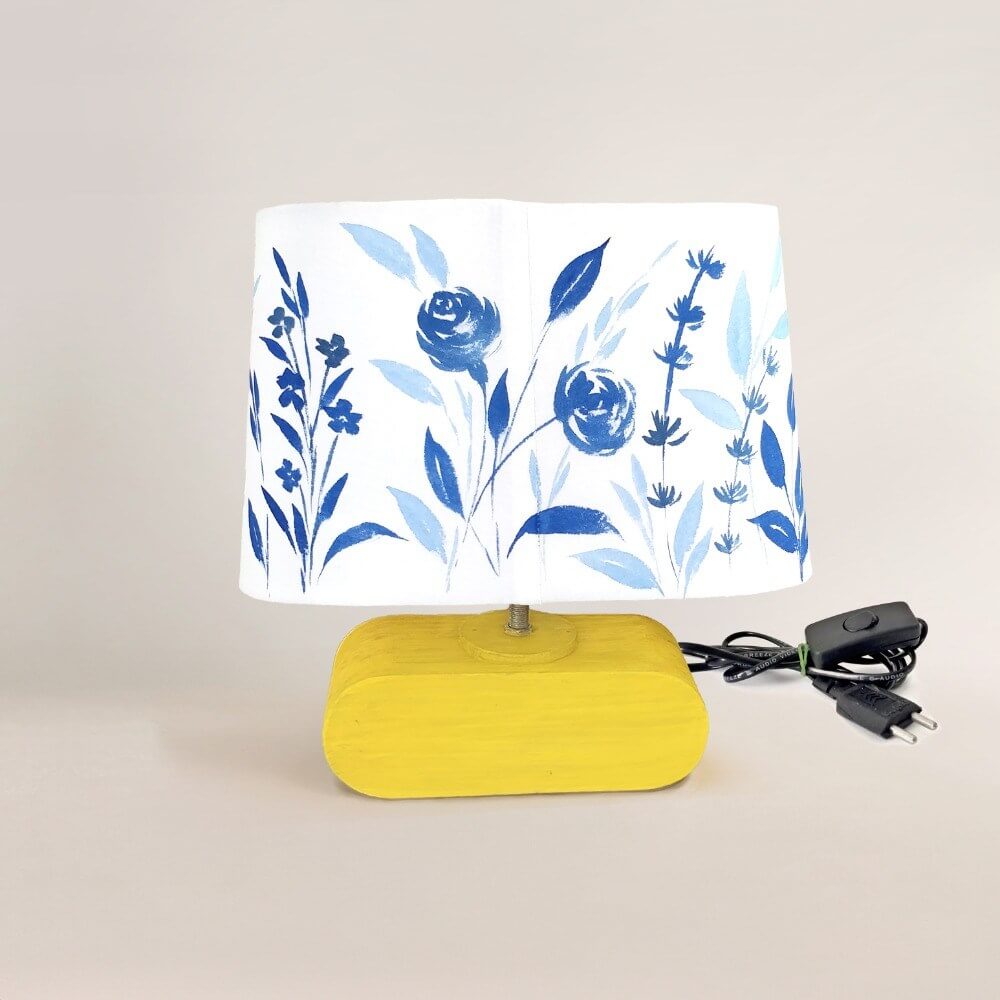 Conical Trapezium Table Lamp - Blue Monochrome Lamp Shade - Rangreli