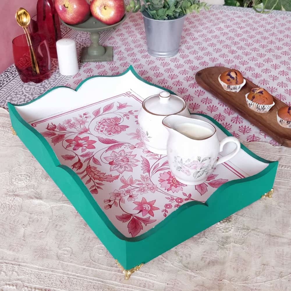 Infused Harmony - Handcrafted Rectangle Serving Tray - rangreli