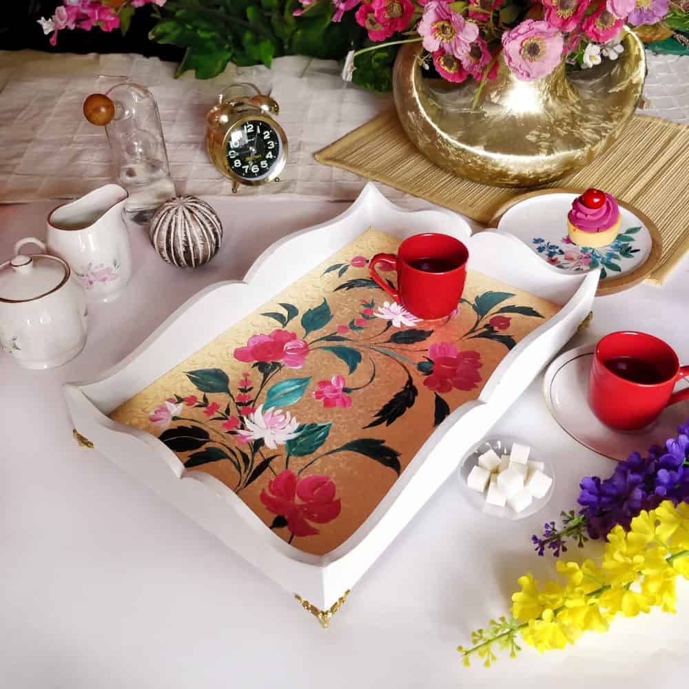 Golden Glow - Handcrafted Rectangle Serving Tray - rangreli