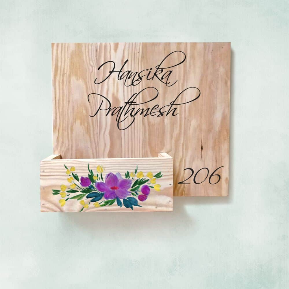Handpainted Customized Planter Name plate - Purple Flowers - Rangreli