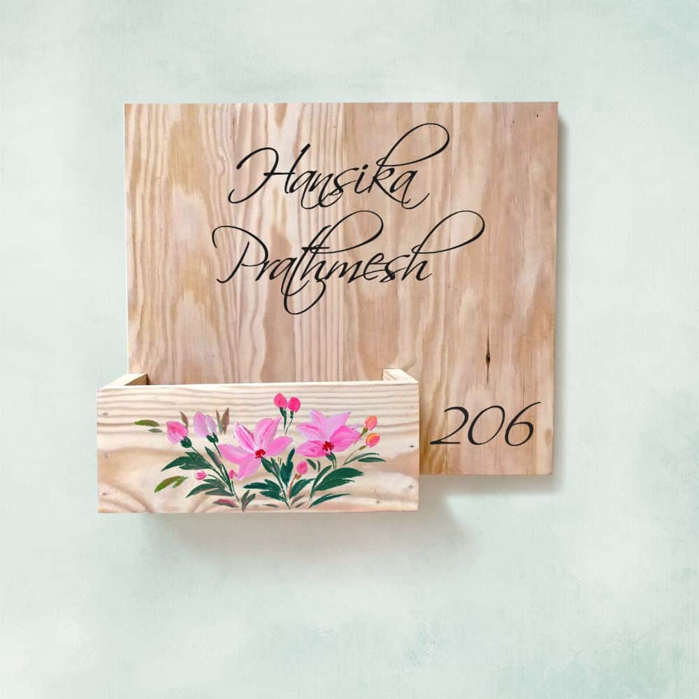 Handpainted Customized Planter Name plate - Pastel Pink Flowers - rangreli