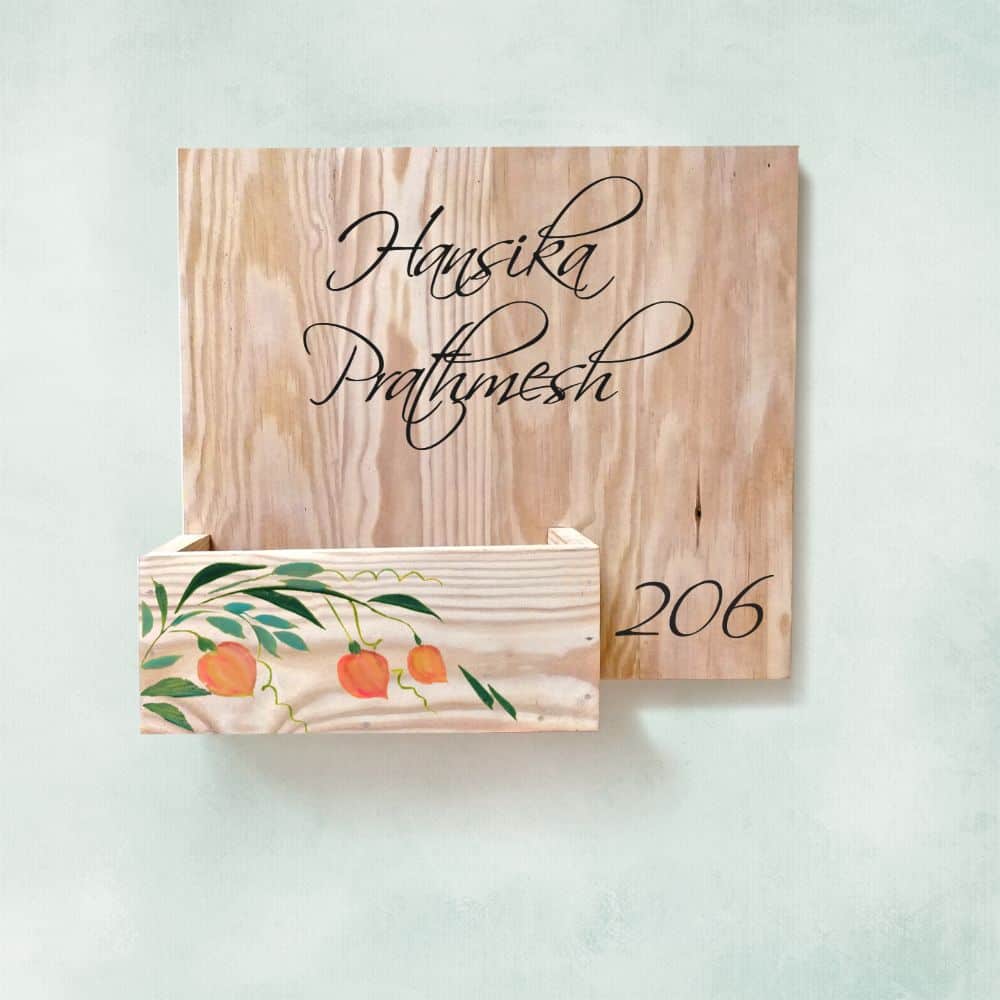 Handpainted Customized Planter Name plate - Peach Flowers - rangreli