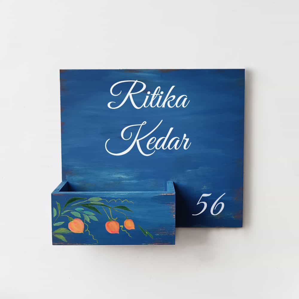 Handpainted Customized Planter Name plate - Peach Flowers - rangreli