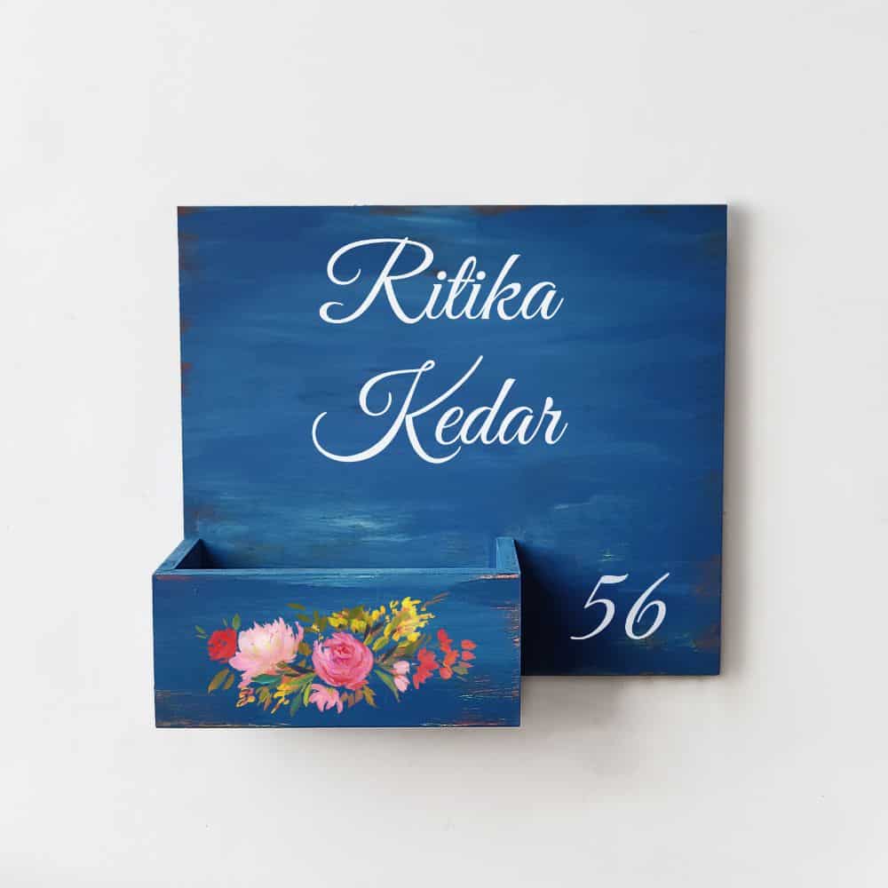 Handpainted Customized Planter Name plate - Rose Flowers - rangreli