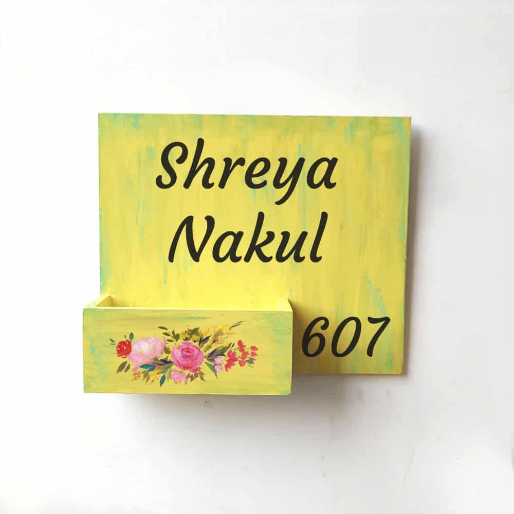 Handpainted Customized Planter Name plate - Rose Flowers - rangreli