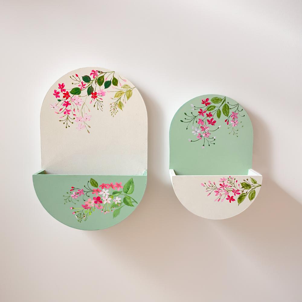 Round Planter- Calming White N Green - rangreli