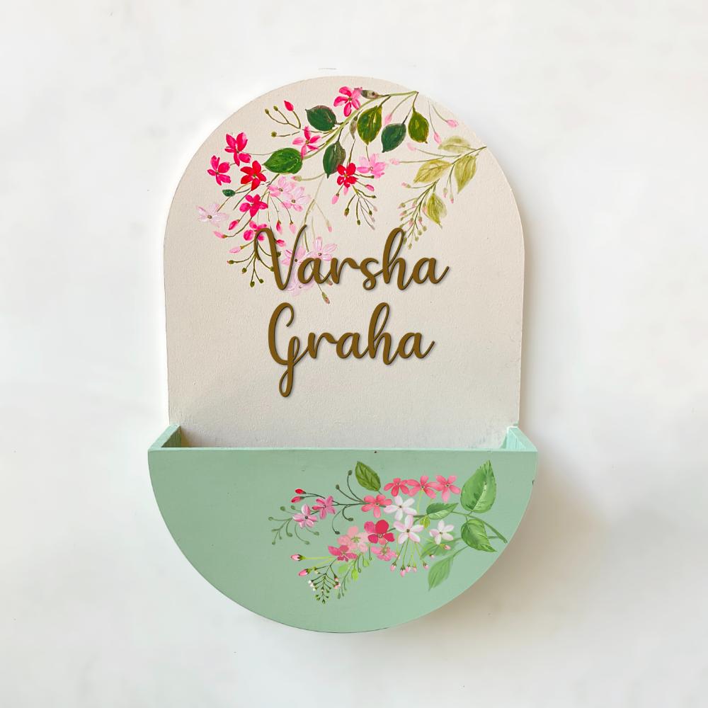 Round Planter- Calming White N Green-5012 - rangreli