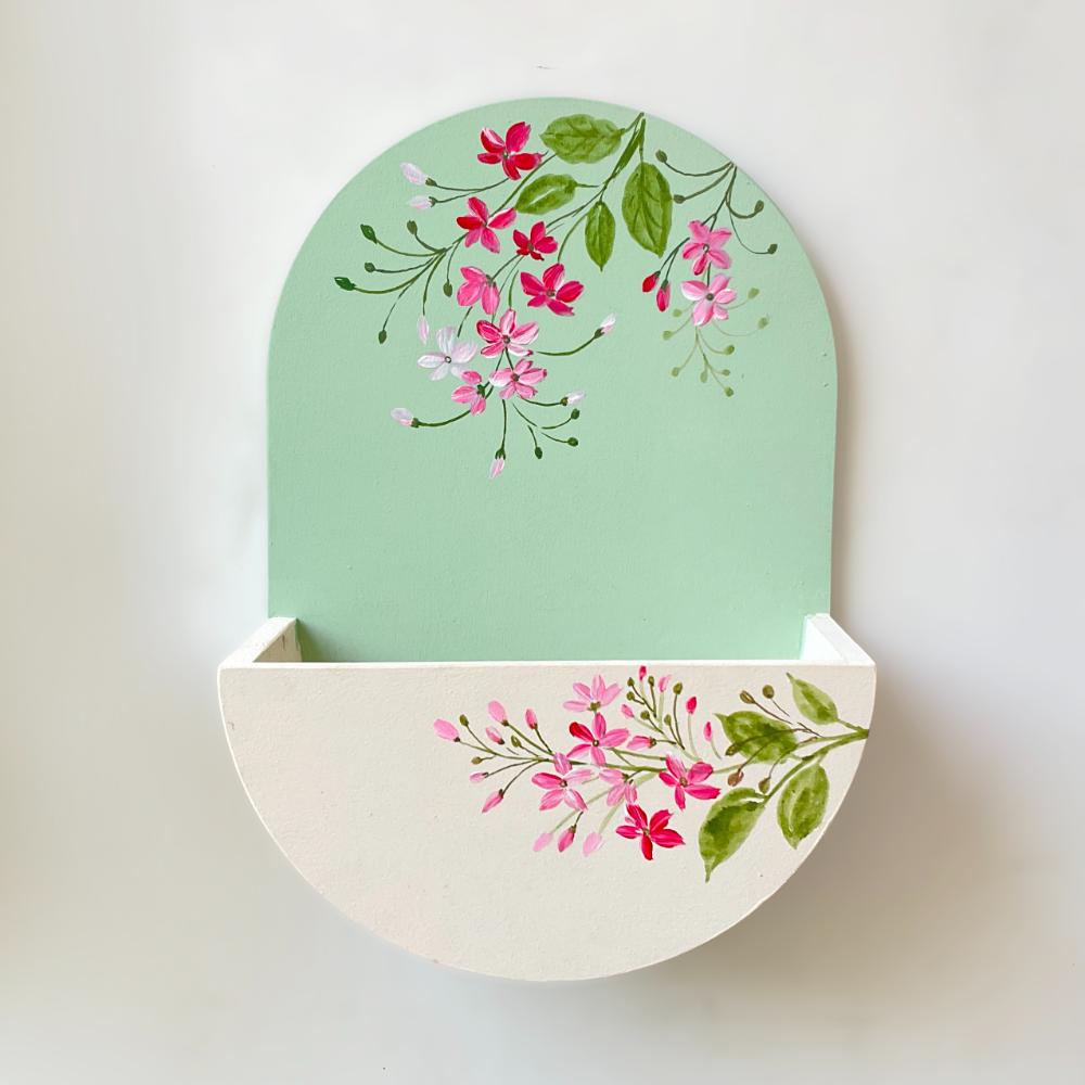 Round Planter- Calming White N Green - rangreli
