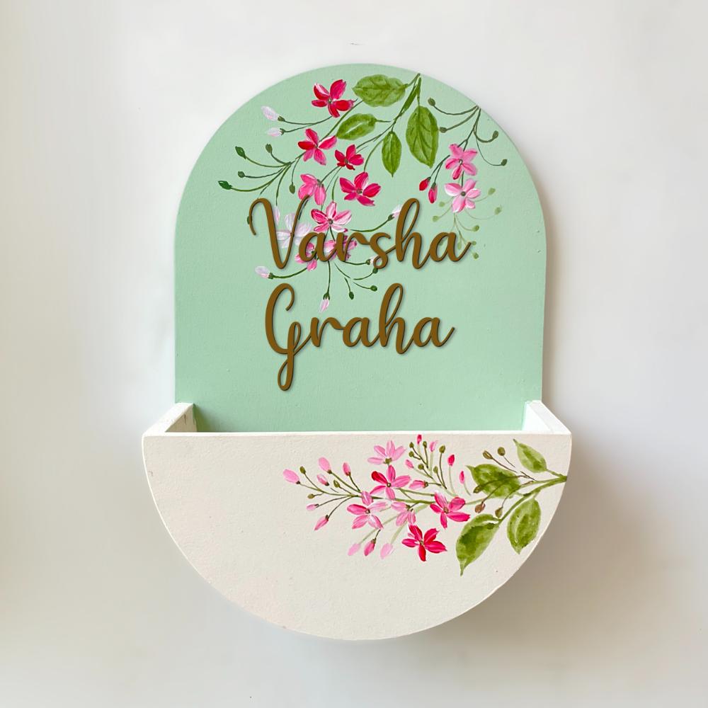 Round Planter- Calming White N Green-5012 - rangreli