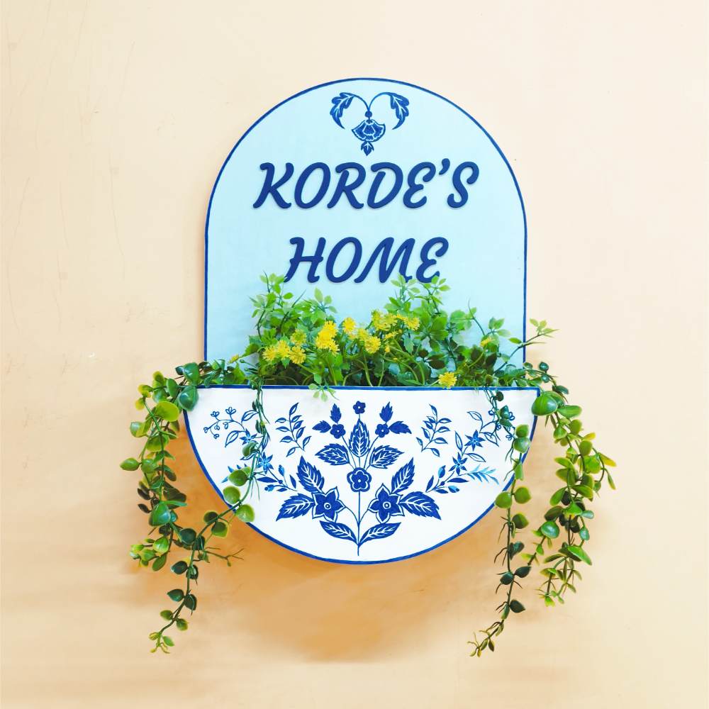 Round Planter Name plate - Sunny Yellow N Blue - Rangreli