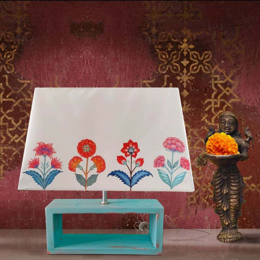 Rectangle Table Lamp - Kyaari Lamp Shade - Rangreli