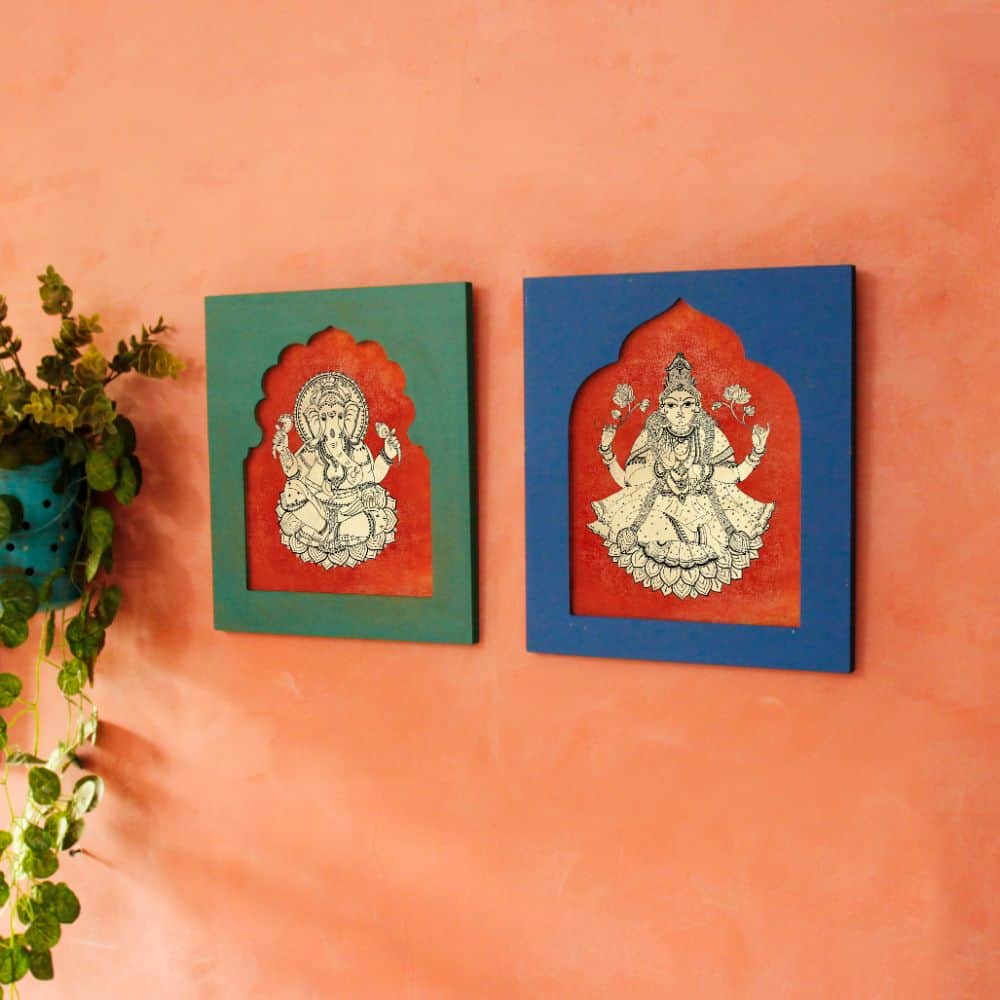 Laxmi Ganesh - Traditional Indian Art | Ethnic Wall Art - rangreli