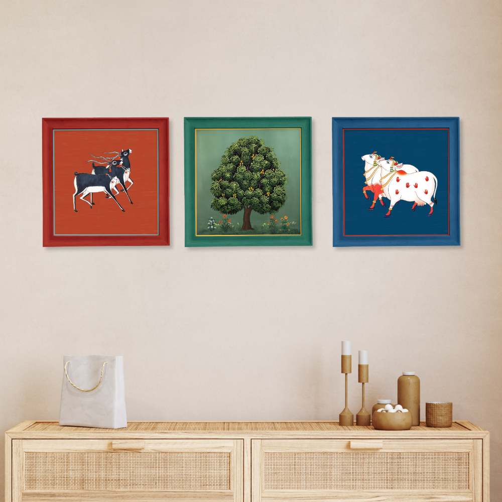 Set of 3 Pichwai Artwork - Rangreli