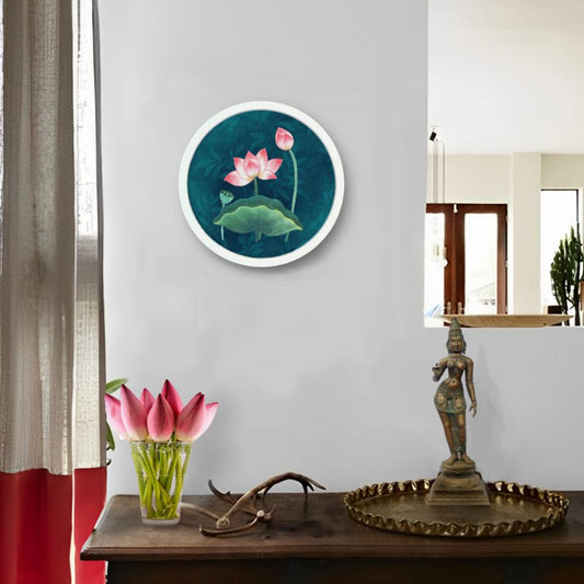 Lotus Blue Pichwai Style Wall Art Frames - Rangreli