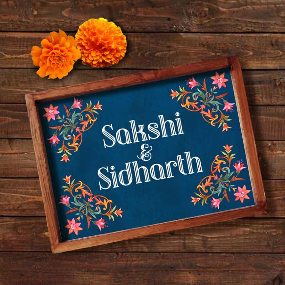 Printed Framed Name plate - Red flowers - rangreli