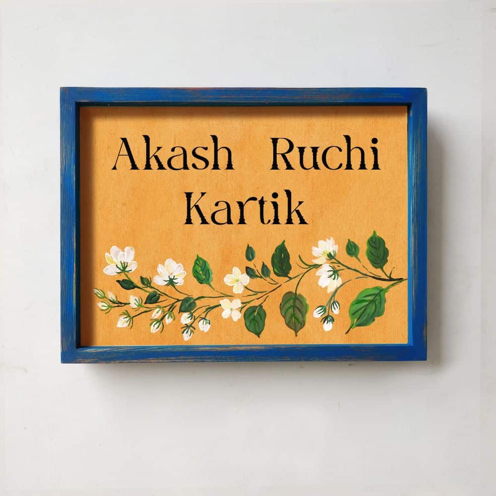 Handpainted Customized Name Plate - Mogra - rangreli