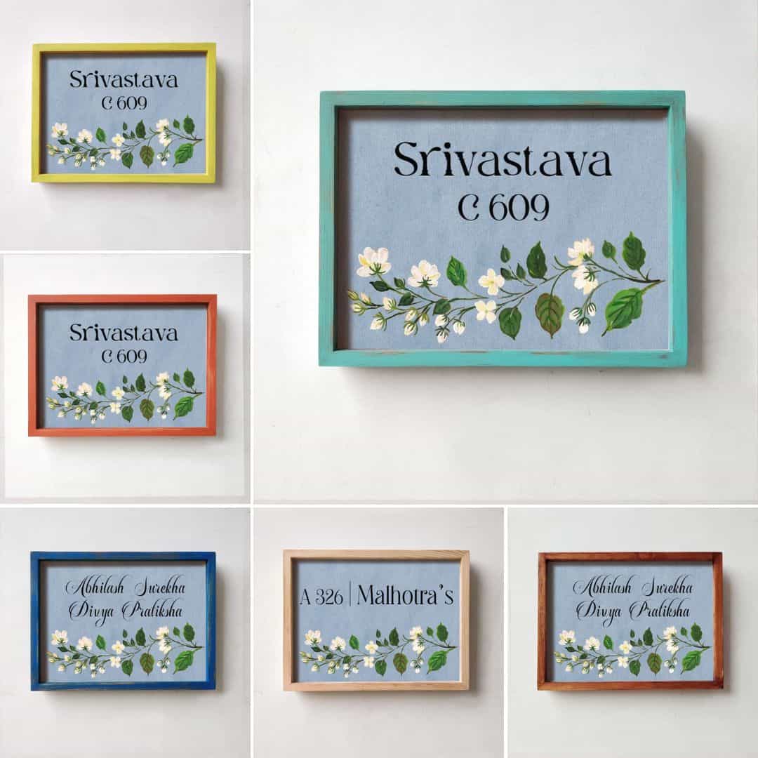 Handpainted Customized Name Plate - Mogra - rangreli