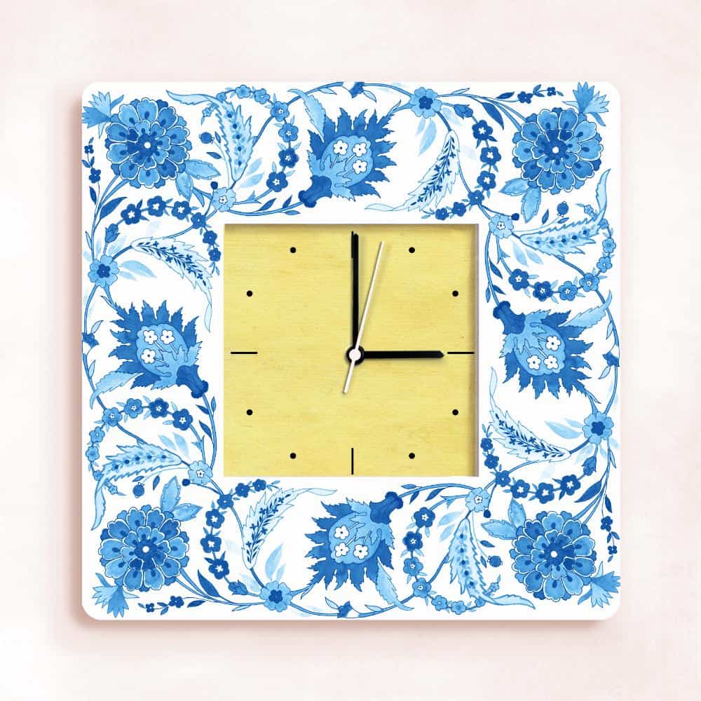 Patterns Wall Clock Blue Twig - Rangreli