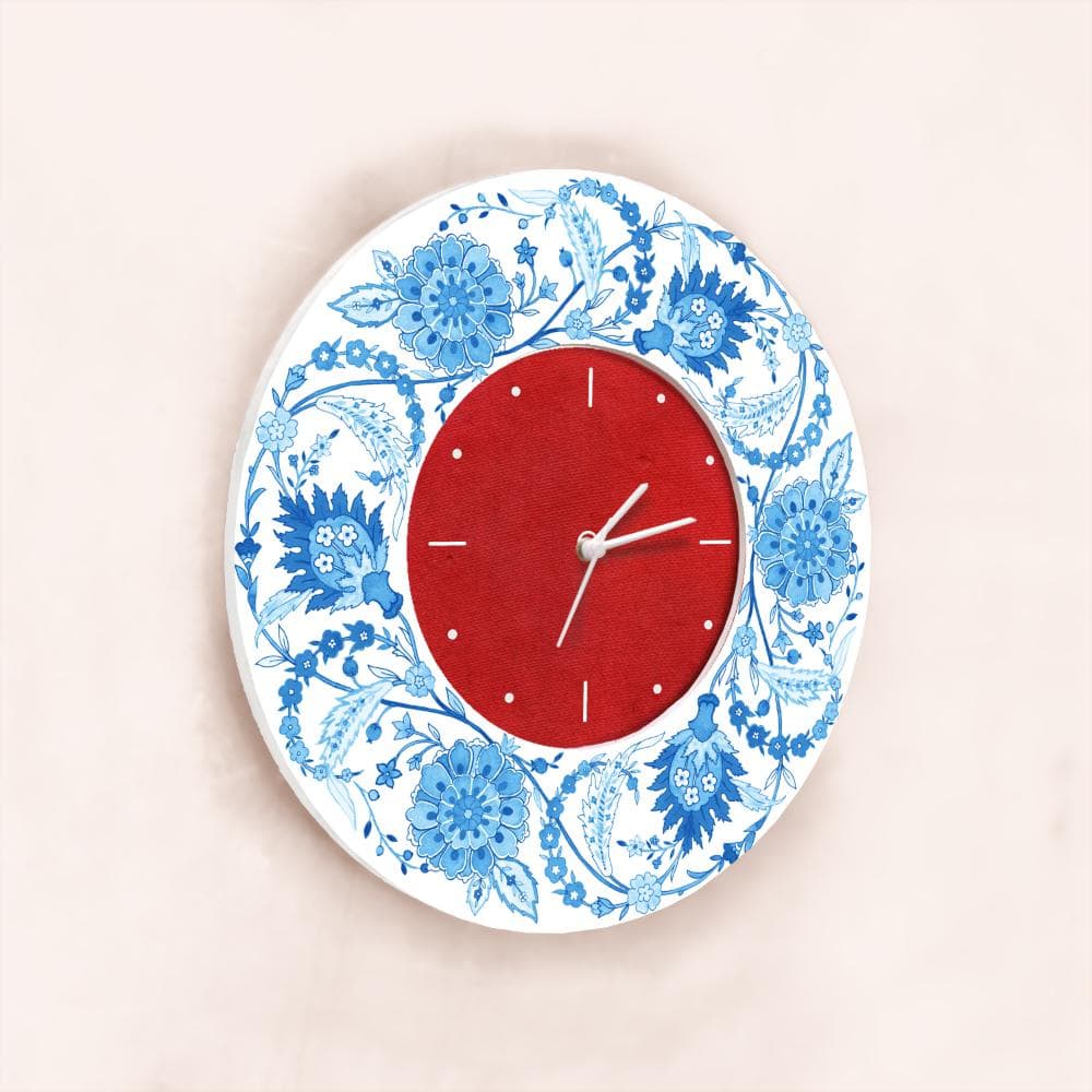 Patterns Wall Clock Blue twig - rangreli