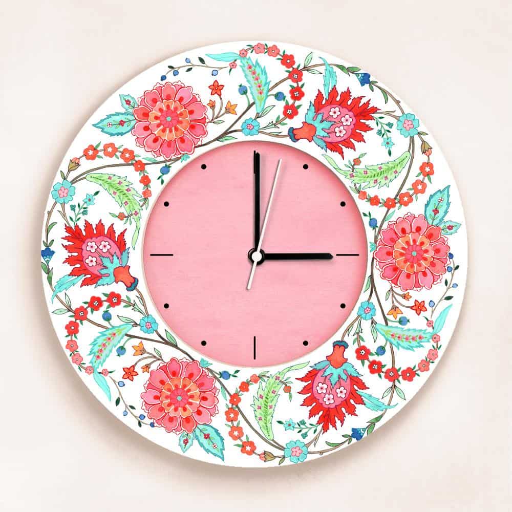 Veli Wall Clock Teal Red - Rangreli