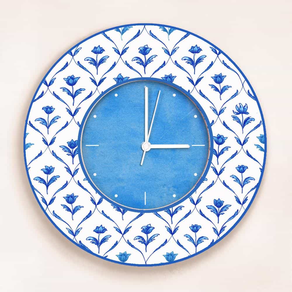 Patterns Wall Clock Blue Roses - Rangreli