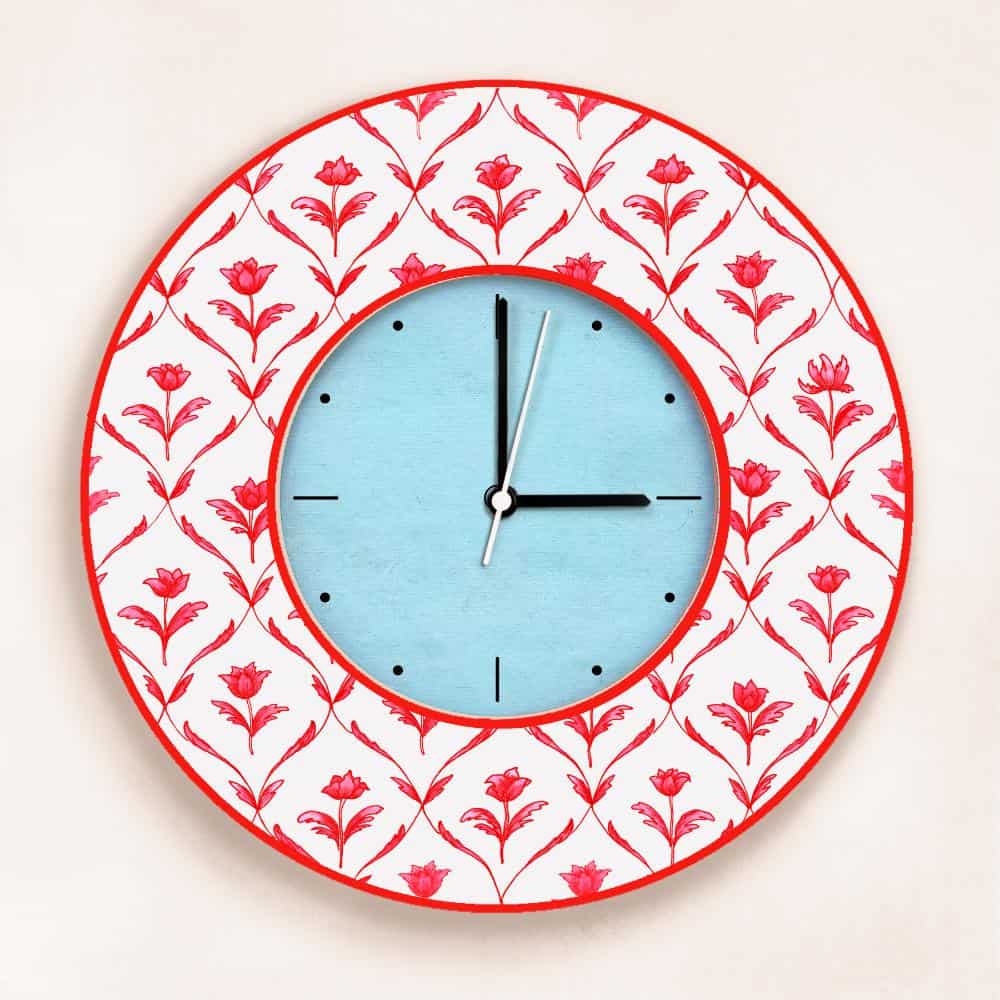 Patterns Wall Clock Red Roses - Rangreli