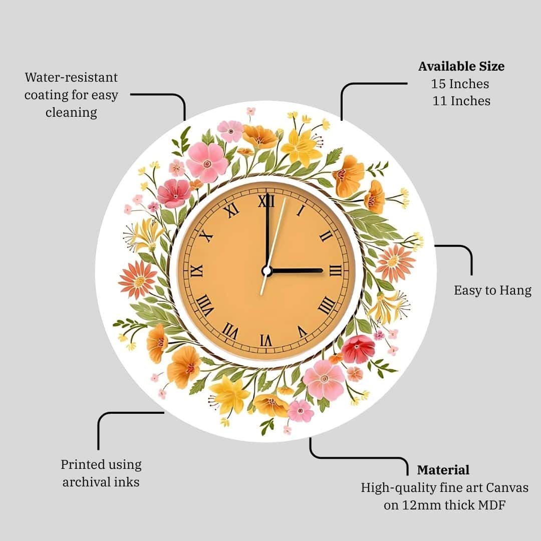 Moments in Bloom – Mustard Floral Clock