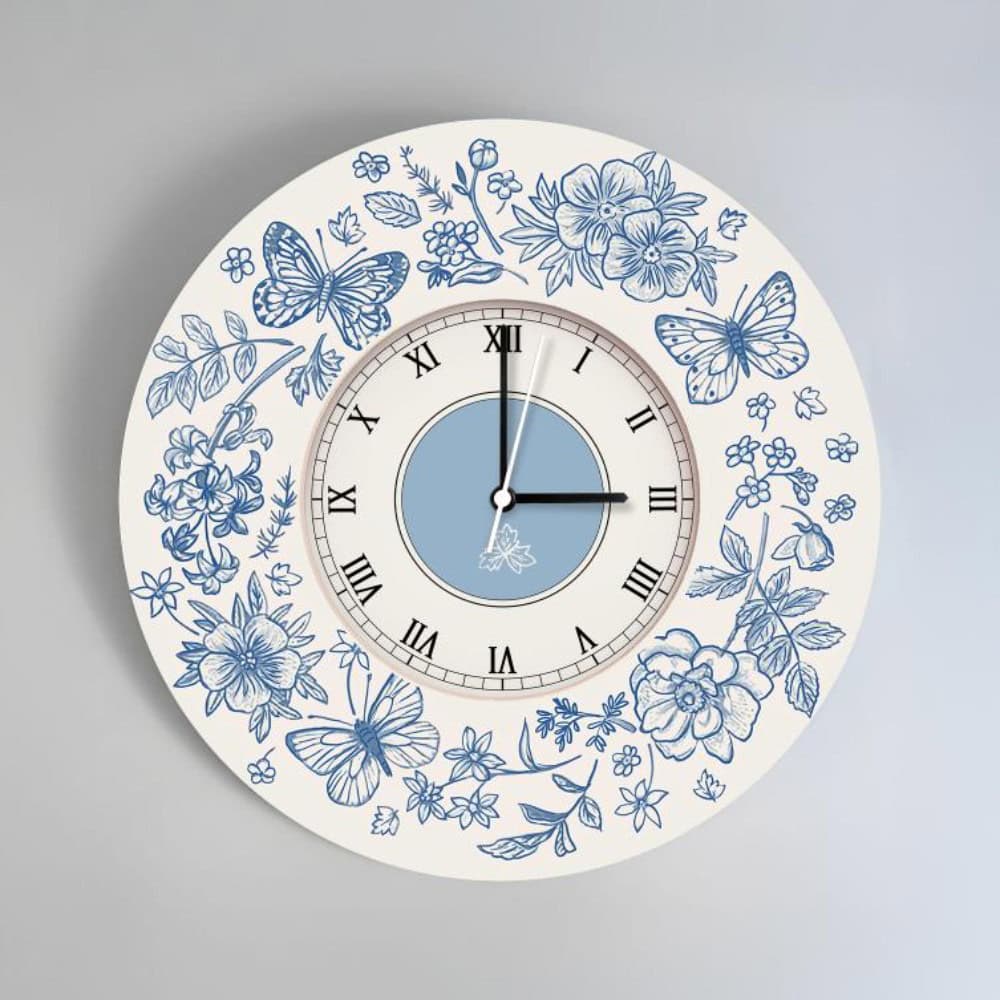 Midnight Botanica – Indigo Hour Wall Clock
