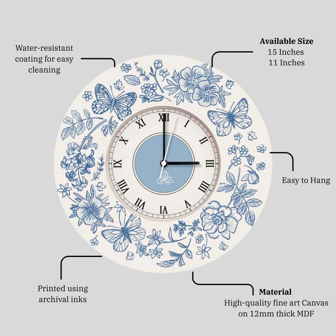 Midnight Botanica – Indigo Hour Wall Clock