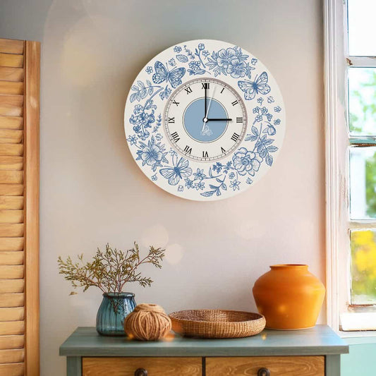 Midnight Botanica – Indigo Hour Wall Clock - Rangreli