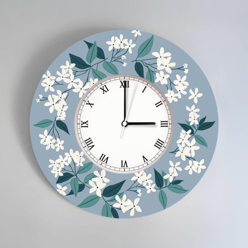 Cloudtime Bloom – Azure Floral Clock