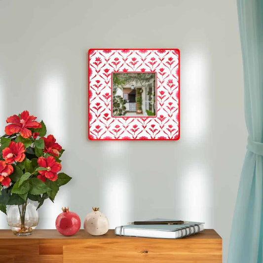 Decorative Designer Mirror - red monochrome roses - rangreli