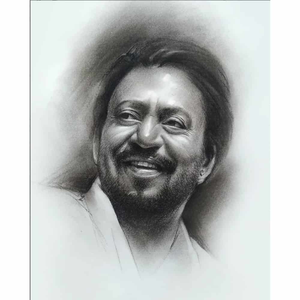 Black and White Hand painted Portrait - Style 1 - Rangreli