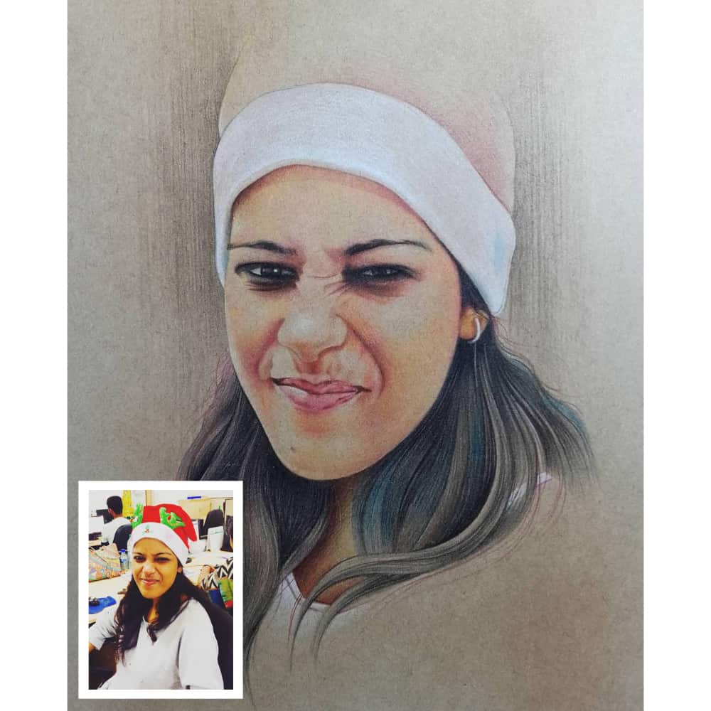 Colour Pencil Hand painted Portrait - Style 1 - Rangreli