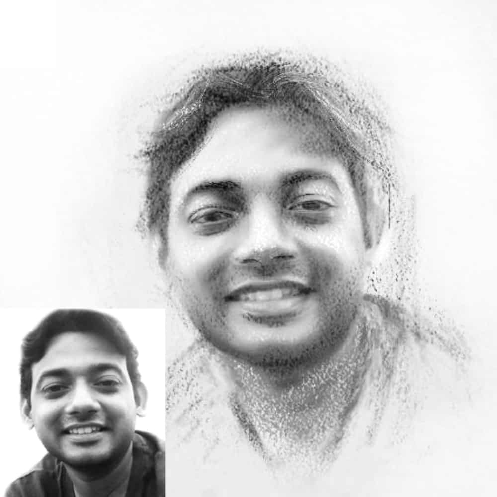Pencil Sketch Digital Portrait - Black and white Style 2 - Rangreli