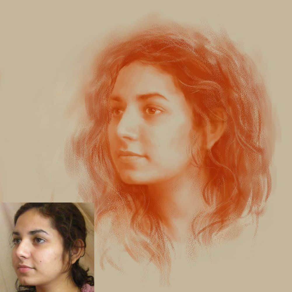 Monochrome Digital Portrait - Style 1 - Rangreli