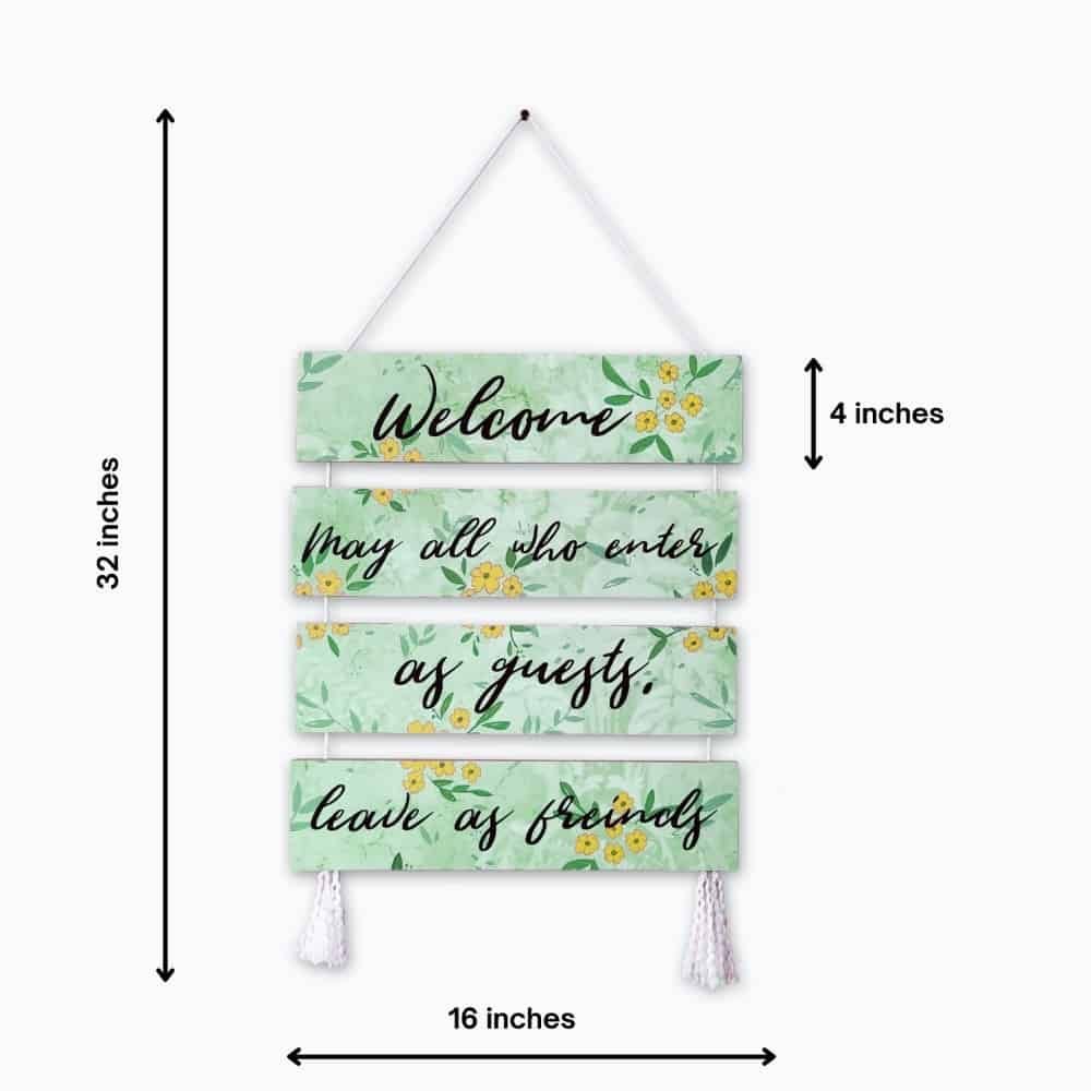 Wall Art - Quote Wall Hanging Planks - Welcome Guests - rangreli