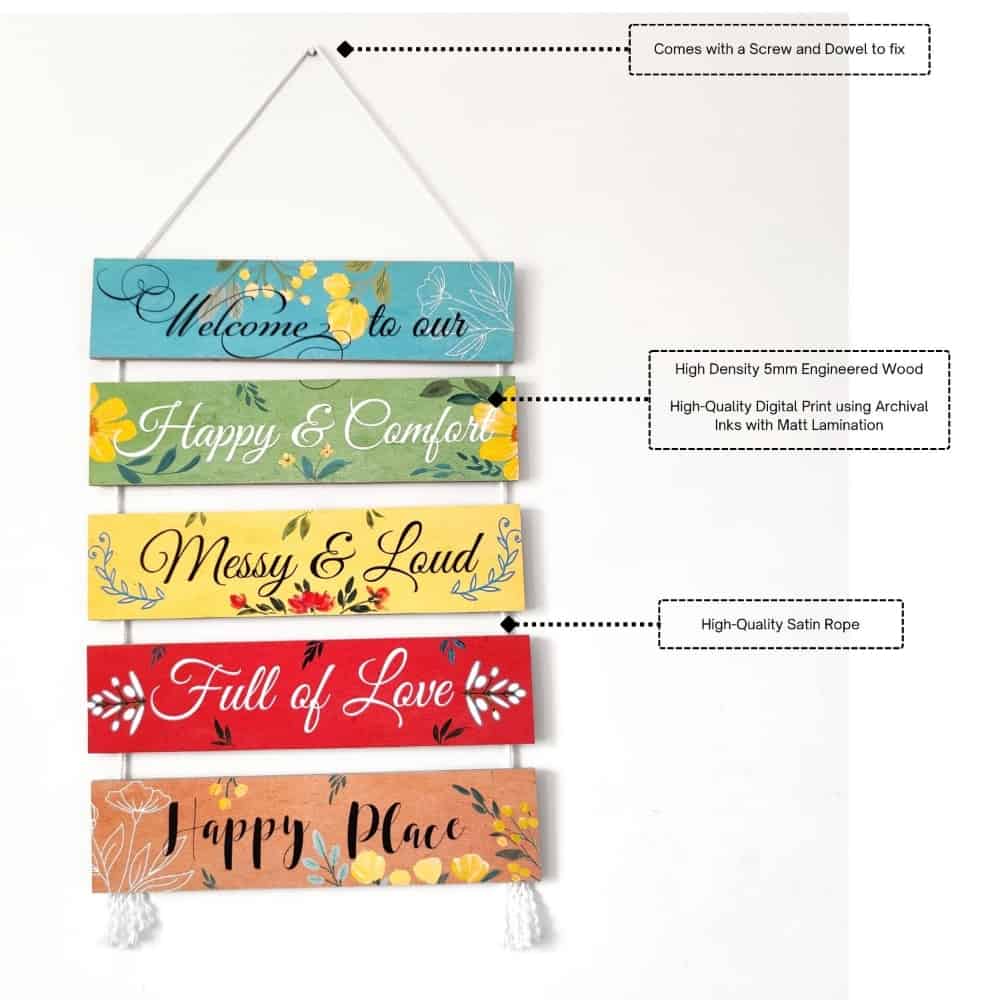 Wall Art - Quote Wall Hanging Planks - Welcome to Happy Place - rangreli