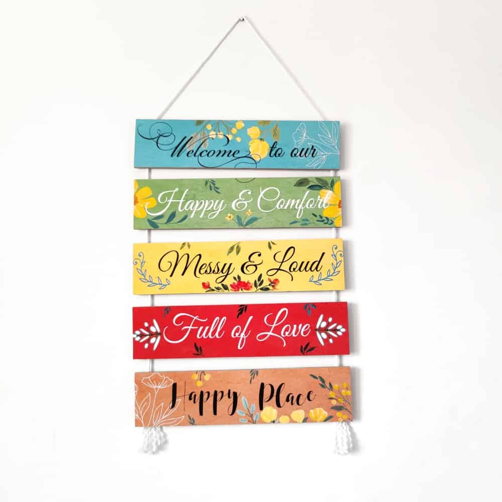 Wall Art - Quote Wall Hanging Planks - Welcome to Happy Place - rangreli