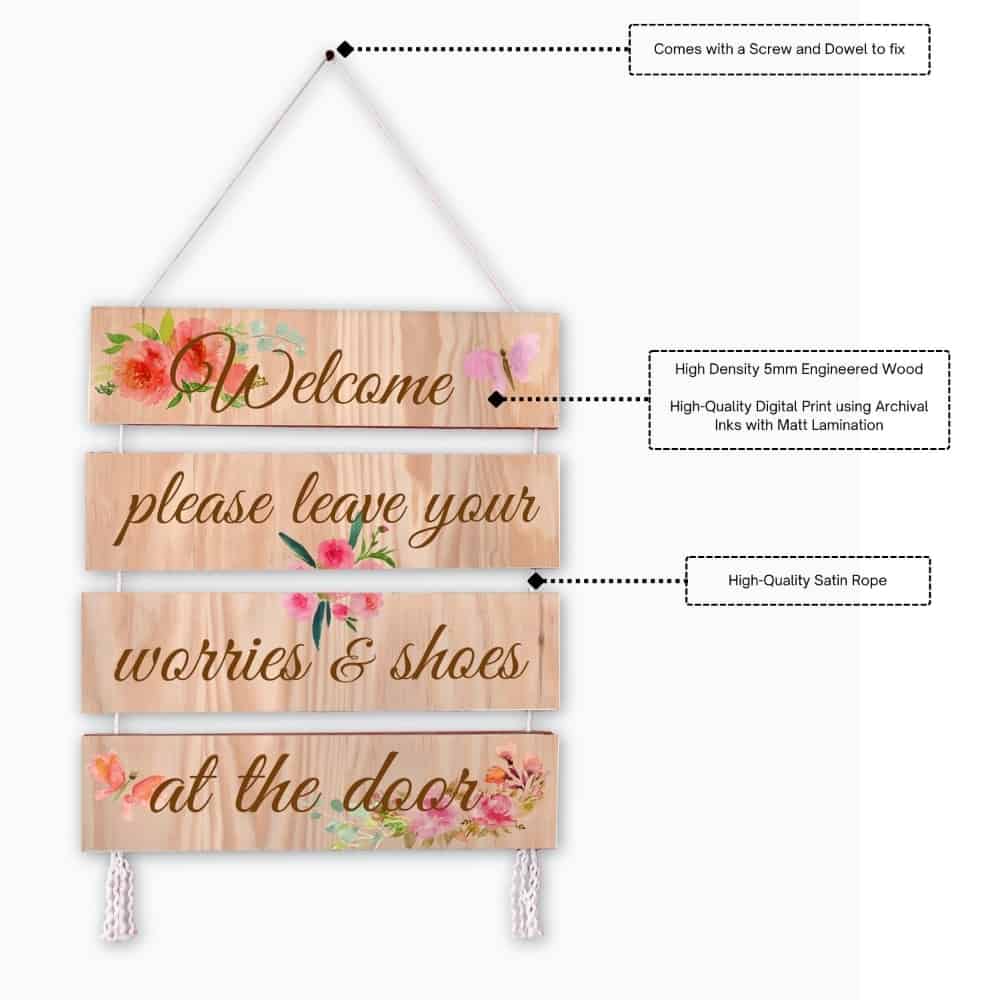 Wall Art - Quote Wall Hanging Planks - Welcome at the door - rangreli
