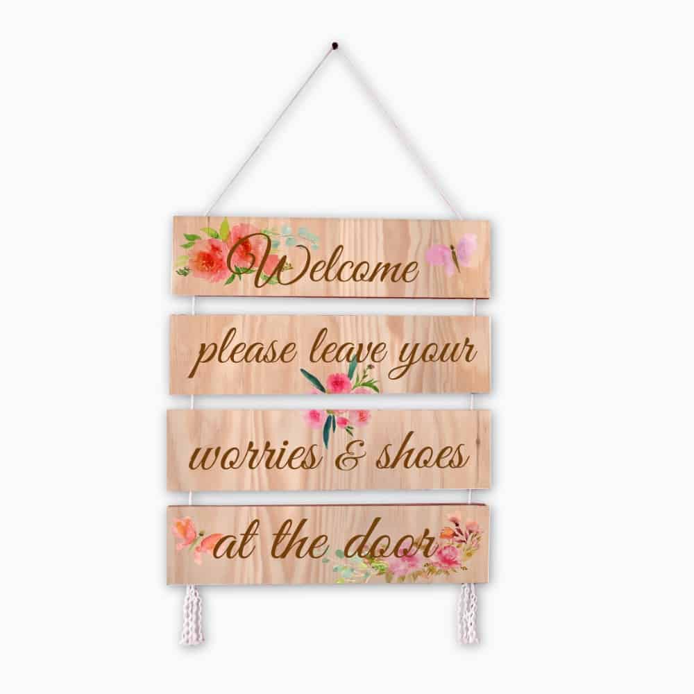 Wall Art - Quote Wall Hanging Planks - Welcome at the door - rangreli