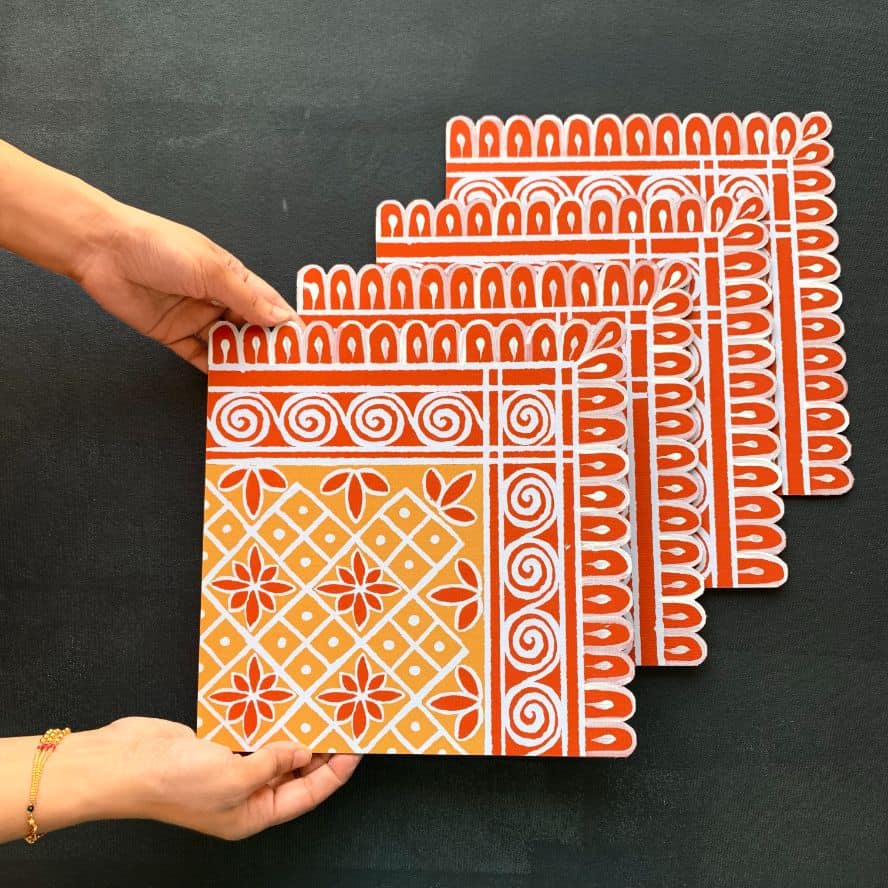Handpainted Rangoli Bundle - Square shaped - Rangreli
