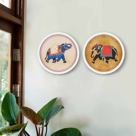 Haathi Pichwai Style Wall Art Frames Set of 2 - Rangreli
